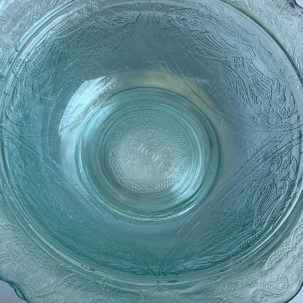 Vintage Depression Glass Recollection Madrid Teal Cereal Salad Bowl Set of‎ 4